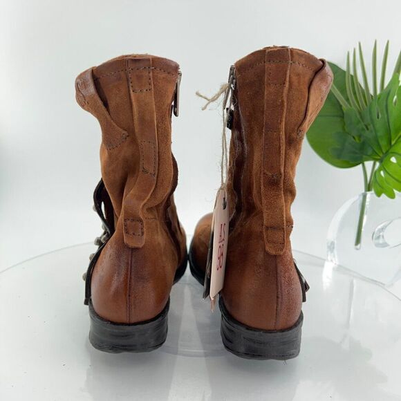 A.S. 98 Sheffield Leather Biker Boots Size 39 Brown Leather Studded Moto - Picture 8 of 10